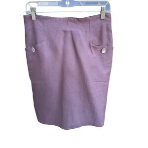 Laurel Linen Blend Skirt Pockets Career Casual Mauve Purple Size 40